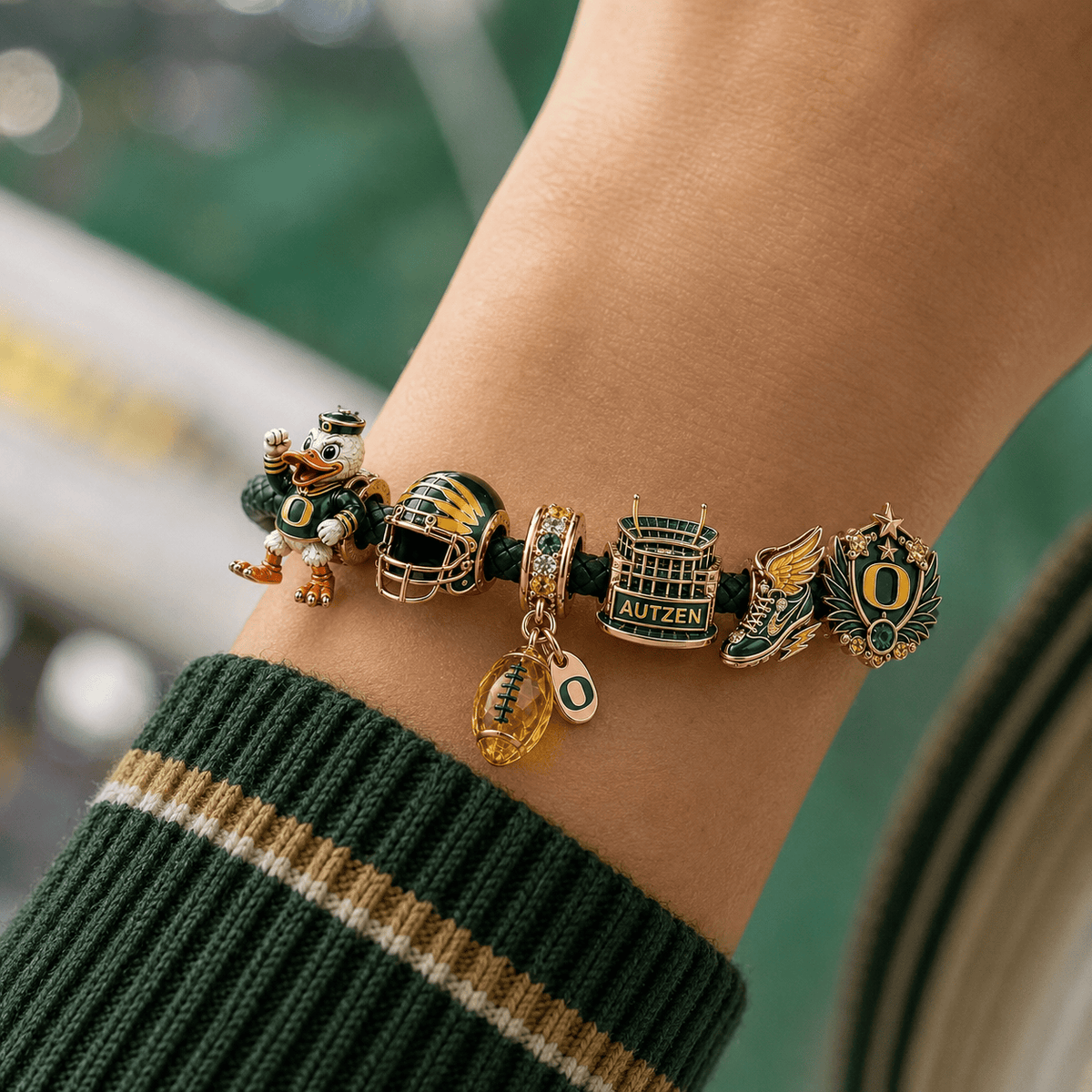 ORD round braided leather cord Charm Bracelet Set NHVH