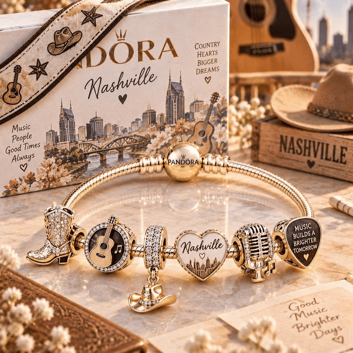 NVLS Gold Charm Bracelet Set TTN