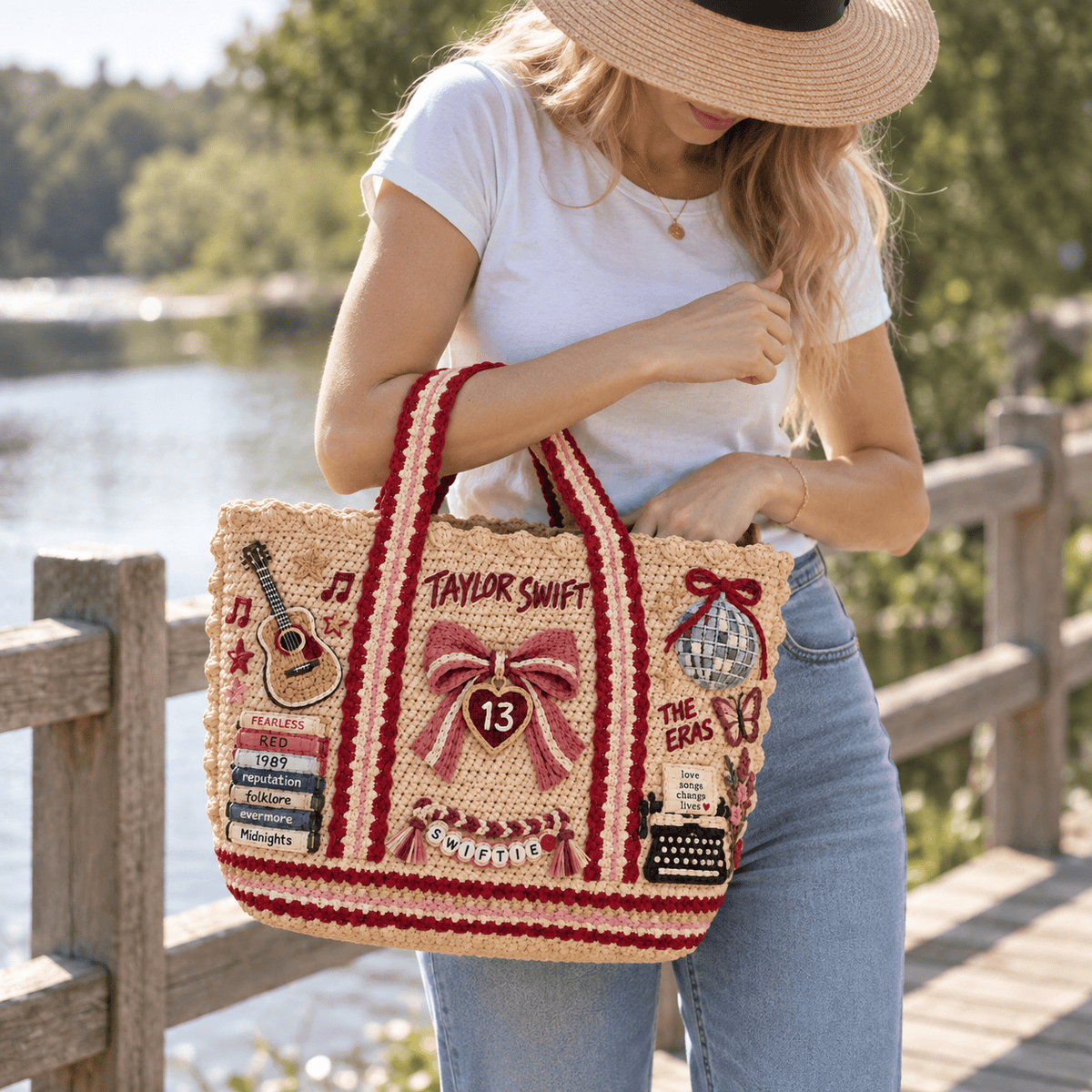 TLSW Straw-Style Embellished Tote Bag DNBN