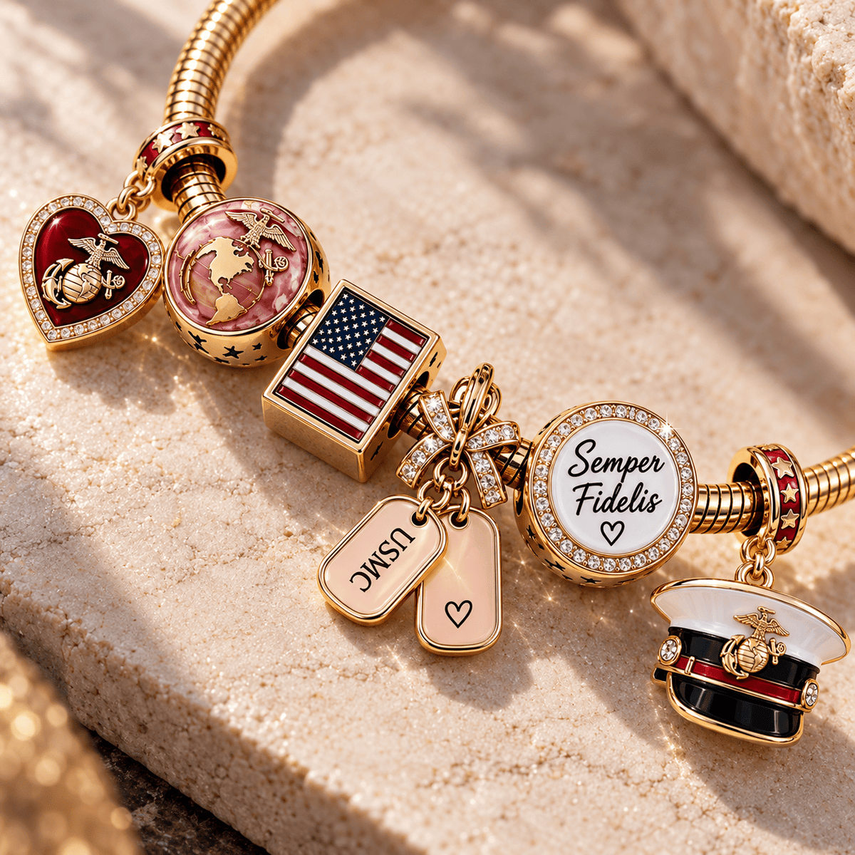 USMR Gold Charm Bracelet Set TTN
