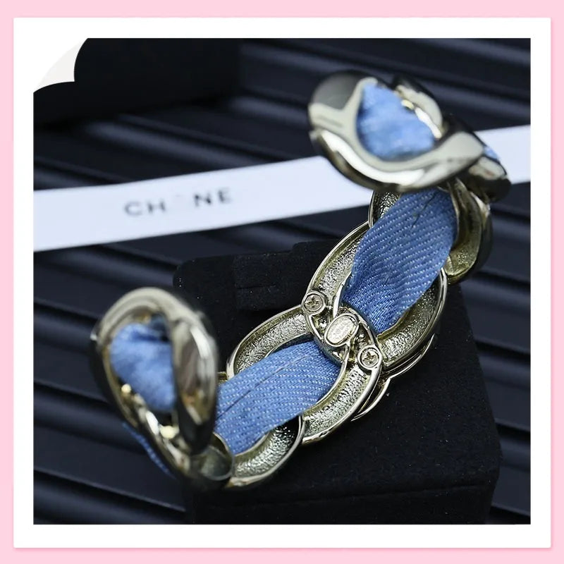 New Denim Metal Chain Wide Bracelet, A Combination of Retro and Fashion, Daily Fashion Wearing Open Bracelet Women